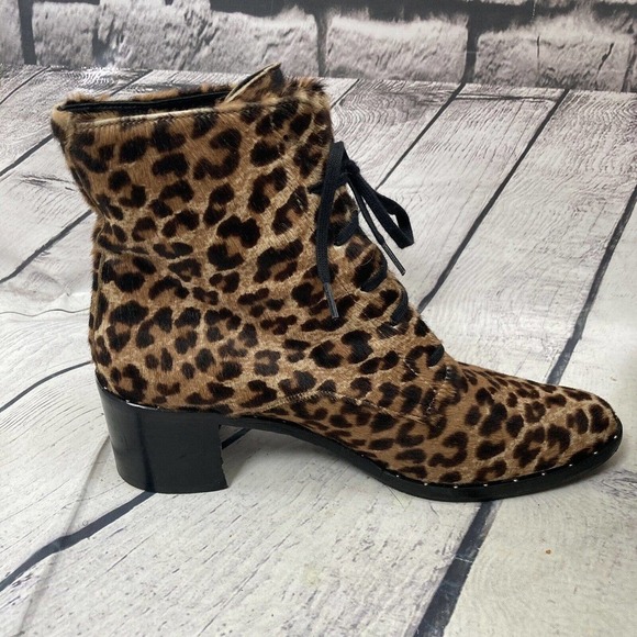 Freda Salvador Ace Bootie Women's Size 7 Lace Up Combat Boots Cheetah‎ Haircalf - Picture 6 of 13